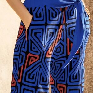 Belize Wide-Leg Pants Blue and Red Wide Leg Pants